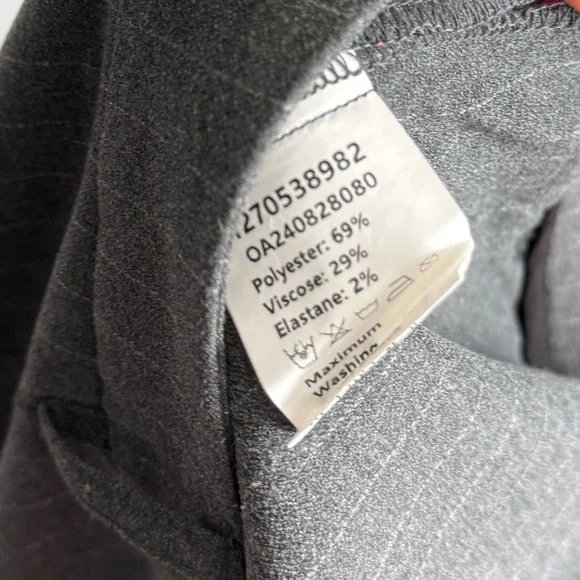Commense Gray Pinstripe Wide Leg Pants Red Side Stripe Size M High Rise Trouser - Picture 6 of 6